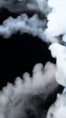 Poster - Abstract swirling white smoke patterns against dark backdrop for elegant, mysterious visuals or artistic effects.