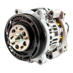 Poster - Automotive alternator with sleek design, showcasing its metallic components and intricate details. This essential part converts mechanical energy into electrical energy, powering vehicle systems