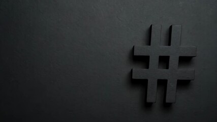 Poster - Dark background with black hashtag symbol, concept for social media and digital communication.