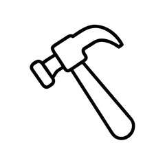 Poster - Simple line drawing of a carpenter's tool with a handle and head for hammering nails, isolated on white