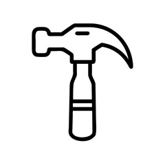 Poster - Simple line drawing of a claw tool with a wooden handle on a plain white background image design