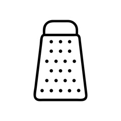 Poster - A kitchen tool with holes used for shredding food items is displayed in a simple outline style design
