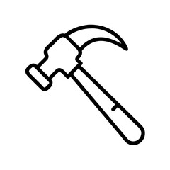 Poster - A simple graphic showing a claw hammer with a black outline on a white background design element tool