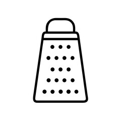 Poster - Isolated outline drawing of a metal kitchen grater with handle and grating holes on white background