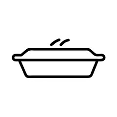 Poster - Outline drawing of a rectangular food container with steam rising from the contents inside it now here