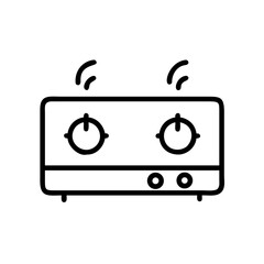 Poster - A simple graphic showing a stovetop with two burners and knobs in a minimalist style design art