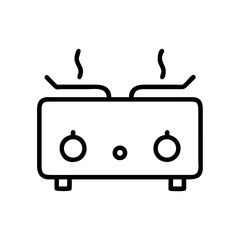 Poster - A simple drawing of a stovetop with two burners and steam rising, rendered in a minimalist style