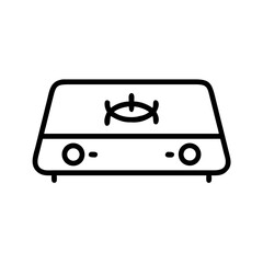 Poster - A simple outline drawing of a gas stove with controls and burner design on the surface area top