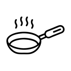 Aufkleber - Outline drawing of a skillet with steam rising, depicting cooking or food preparation, simple design style