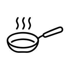Aufkleber - Outline drawing of a frying pan with steam rising, suggesting cooking or a hot meal preparation scene