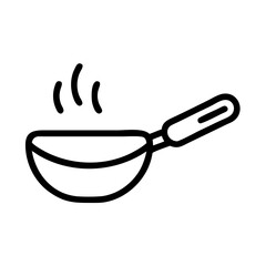 Aufkleber - Outline drawing of a cooking pan with steam rising, positioned on a white background, simple design