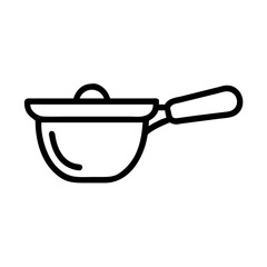 Poster - Outline drawing of a cooking pot with a lid and a handle, kitchenware item, simple line art design
