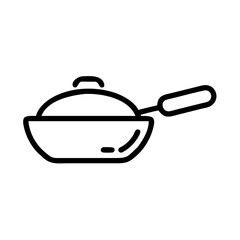 Poster - A simple graphic showing a covered cooking pan with a handle on a white background design element