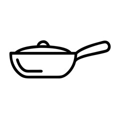 Aufkleber - A simple graphic shows a covered cooking pan with a handle, outlined in black on a white backdrop