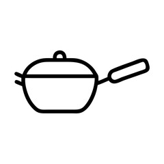 Poster - A simple depiction of a cooking pot with a lid and handle in a minimalist outline style design here now