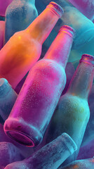 Poster - Frosty bottles with vibrant neon colors create striking visual effect