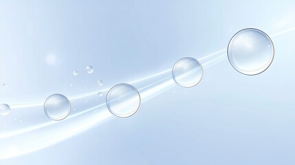 Poster - Abstract illustration of water droplets on a soft blue background with flowing lines creating a serene and calming atmosphere for design purposes