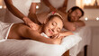 © Prostock-studio - Husband And Wife Receiving Back Massage Relaxing Lying At Spa Center. Masseuses Massaging Backs During Couples Wellness Procedure. Relaxation, Beauty Treatment. Selective Focus, Low Light, Panorama
