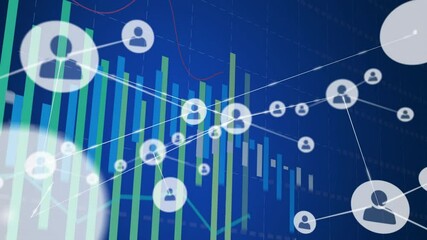 Poster - Starting from grid display, white nodes forming and linking network for visualizing data trends