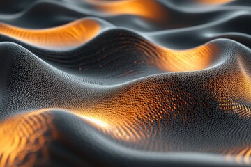 Aufkleber - Waves of textured dark material, illuminated with warm orange glow on peaks