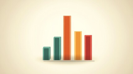 Aufkleber - A minimalist bar chart with smooth, matte-finished bars arranged in descending order, with soft shadows and a clean, white background for a professional look
