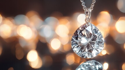 Poster - Diamond pendant in focus with blurred luxurious jewelry in the background, elegant and refined