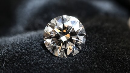 Aufkleber - Macro image of a diamond on black velvet, emphasizing its sharp edges and flawless surface