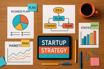 Poster - Startup business strategy planning team growth