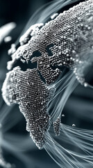 Poster - A glowing digital network world map illustrating global connectivity and data flow. Abstract visualization of technology, communication, and interconnected systems across the globe.

