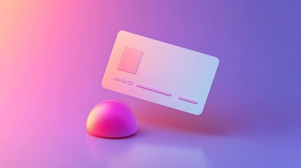 Aufkleber - Abstract Credit Card Mockup with Pink Blob in Neon Lighting Aesthetic Design