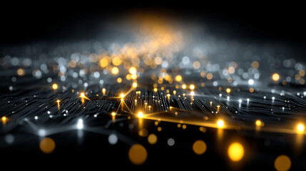 Poster - Ultra futuristic abstract digital background featuring dynamic tech elements, glowing lines, and intricate circuitry patterns. A vibrant high-tech design symbolizing innovation and digital advancement