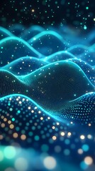 Aufkleber - Digital technology Abstract wave particle illustration poster background