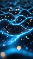 Aufkleber - Digital technology Abstract wave particle illustration poster background