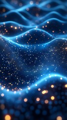 Aufkleber - Digital technology Abstract wave particle illustration poster background