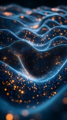 Aufkleber - Digital technology Abstract wave particle illustration poster background