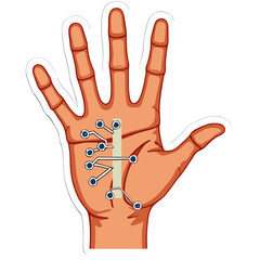 Poster - Illustration of a hand with a digital circuit graphic overlayed on the palm concept