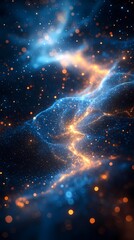 Aufkleber - Digital technology Deep blue artificial intelligence luminous particle illustration poster background