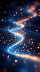 Aufkleber - Digital technology Deep blue artificial intelligence luminous particle illustration poster background