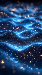 Aufkleber - Digital technology Deep blue artificial intelligence luminous particle illustration poster background
