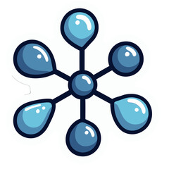 Aufkleber - Abstract Molecular Structure Illustration: Blue Spheres Connected by Lines on Black Background