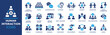 © Icons-Studio - Human interaction icon set. Communication, people, connection, friends, chat, bonding, socializing, group, relationship and more. Solid vector icons collection.