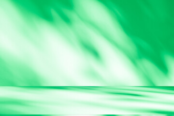 Aufkleber - Wall interior background, studio and backdrops show products. with leaf shadow from window color green and white. background for text insertion and presentation of product	