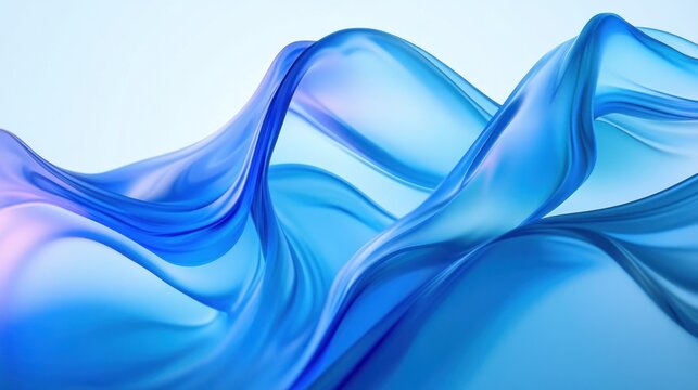 Abstract design of flowing, translucent blue ribbons.