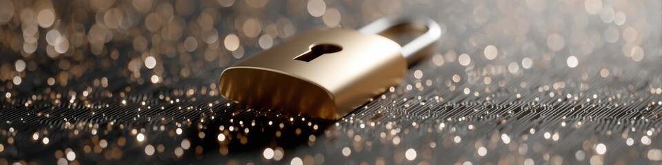 Fototapete - Digital Padlock on Circuit Board with Electronic Pathways Representing Network Security and Fraud Prevention in Modern IT Protection Services