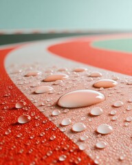 Aufkleber - Wet race track surface with water droplets on lane markings and barriers captured in vibrant, close-up detail for premium motorsport branding and promotional use