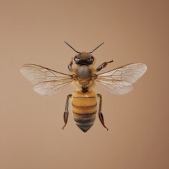 Aufkleber - Detailed Queen Bee Specimen with Outstretched Wings on Neutral Background for Scientific Study and Educational Biology Content