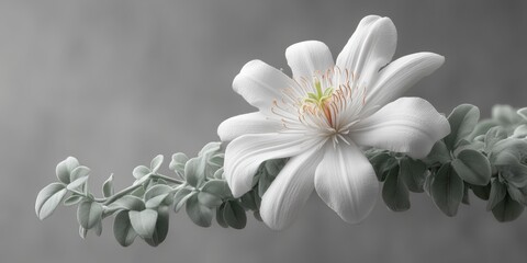 Poster - Exotic Passion Flower Bloom with Intricate Petal Geometry in Botanical Garden Setting for Nature Publications and Eco Wellness Branding