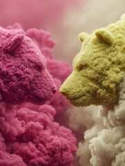 Aufkleber - Dramatic Bull Bear Battle in Cloudy Mist Symbolizing Market Conflict and Tension on a Modern Financial Investment Platform