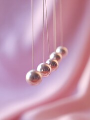 Fototapete - Newtons Cradle in Motion Blurred Steel Spheres Demonstrating Energy Transfer and Continuous Momentum for Modern Business and Educational Concepts