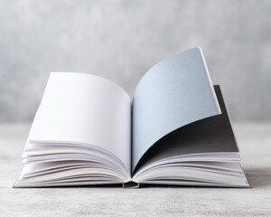 Aufkleber - Minimalist Diary Spread Opened Notebook with Textured Pages on Concrete Surface for Creative Workspace and Stationery Design Mockup Presentation